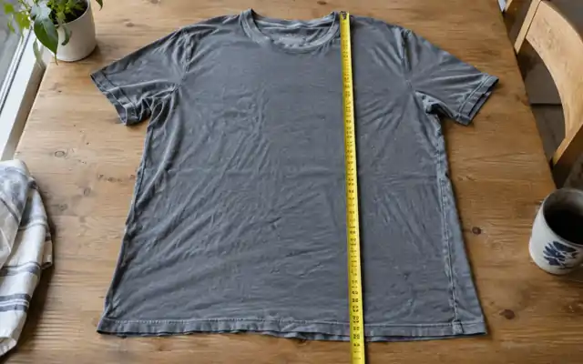 Washed grey T-shirt measured along its length