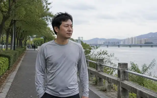 Man wearing a long-sleeve running shirt outdoors
