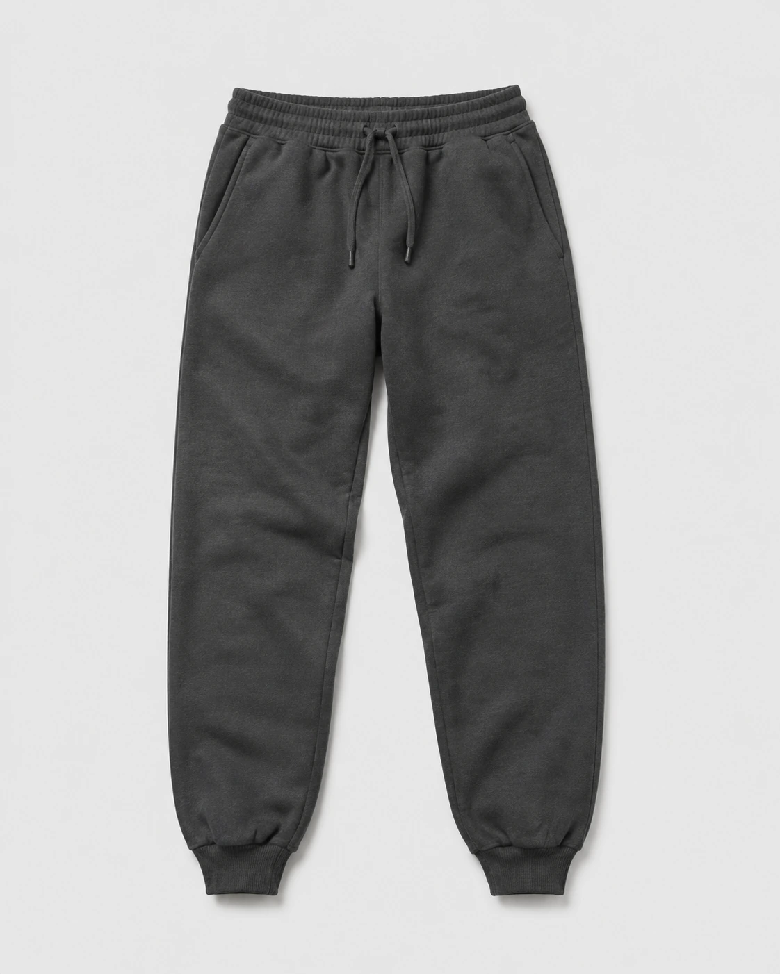 Charcoal sweatpants on a neutral studio background